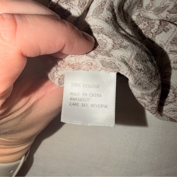 Rachel Zoe Brown Floral Square-Neck Boho Blouse with Lavender Trim - Picture 7 of 7